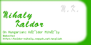 mihaly kaldor business card